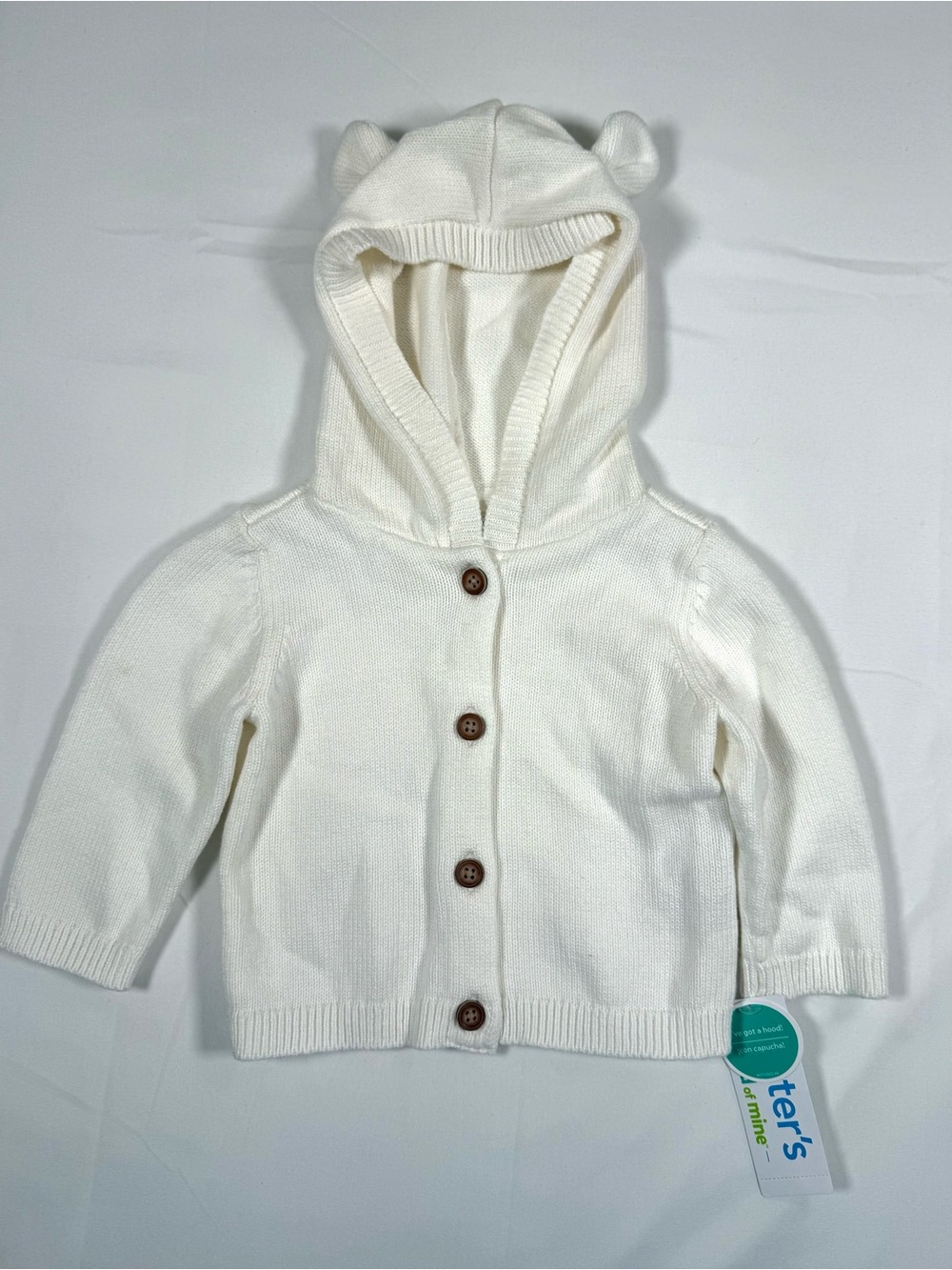 NWT CARTER’S Child Of Mine Baby Hooded Bear Ear Cardigan 3-6m Cottagecore NEW